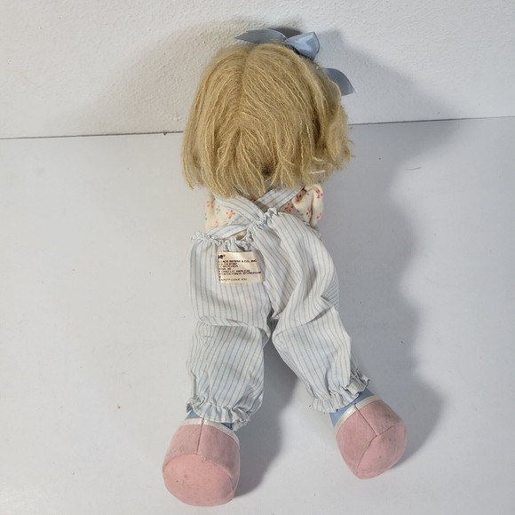 Precious Moments Applause 1986 Child with Teddy Bear Doll with Tag Missing Nose - Picture 4 of 10